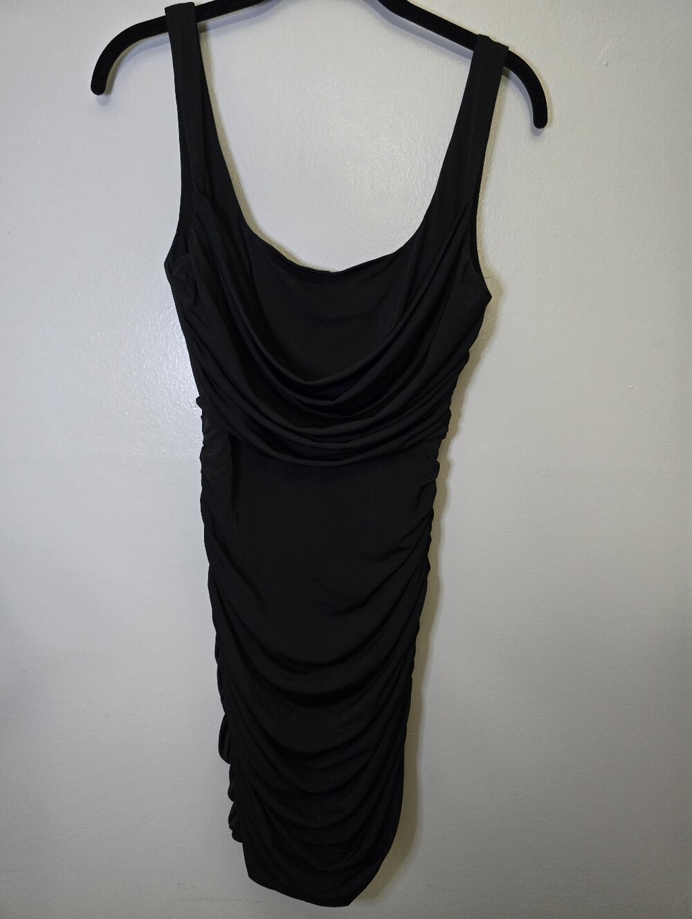 Selfie Leslie Black Ruched Scoop Neck Mini Dress